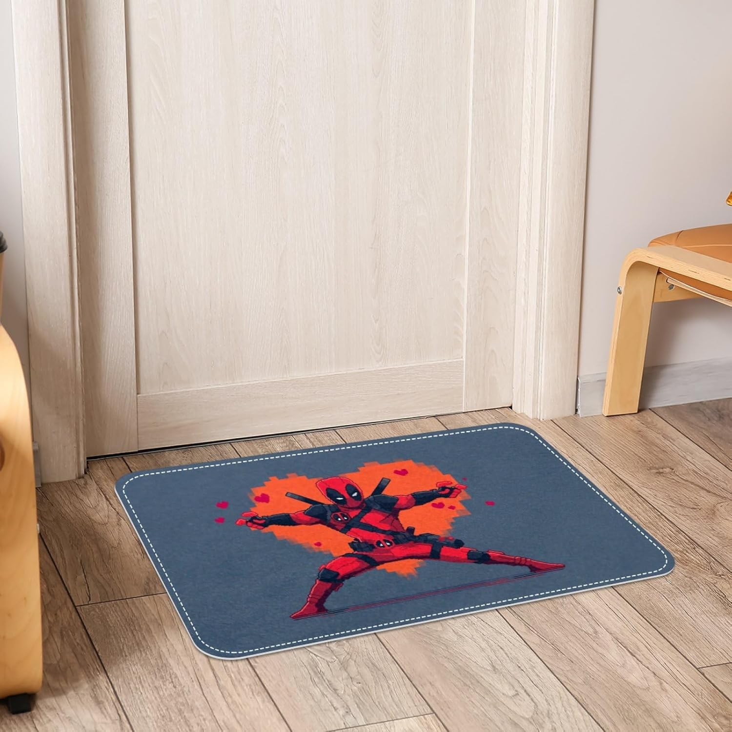 Deadpool Themed Polyester Bath Rug - Machine Washable