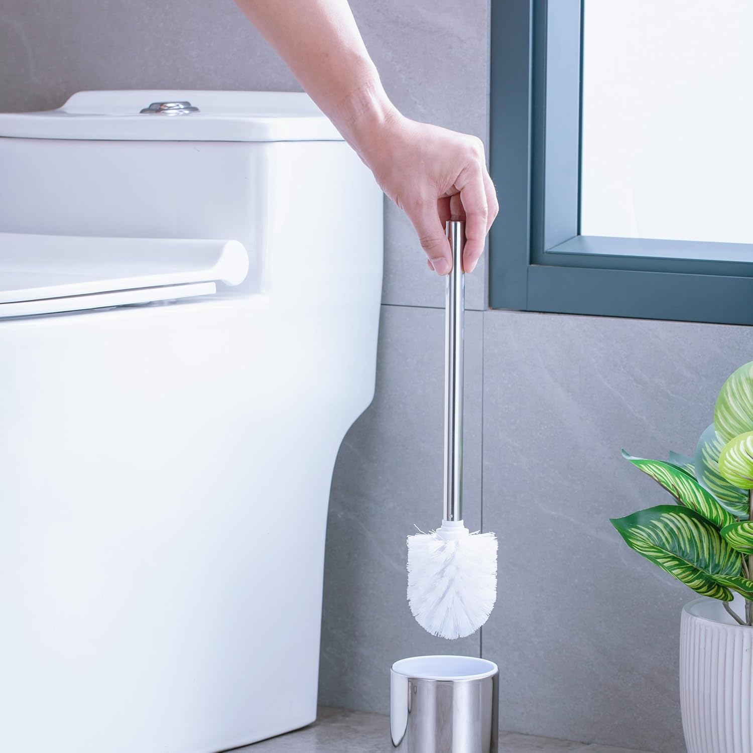DJLEE Toilet Brush Set 2 Packs with Holder Stainless Steel