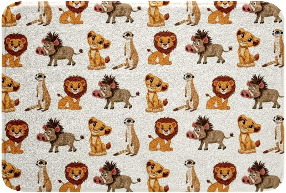 Jejeloiu Cartoon Lion Bath Rug 16x24 Inch