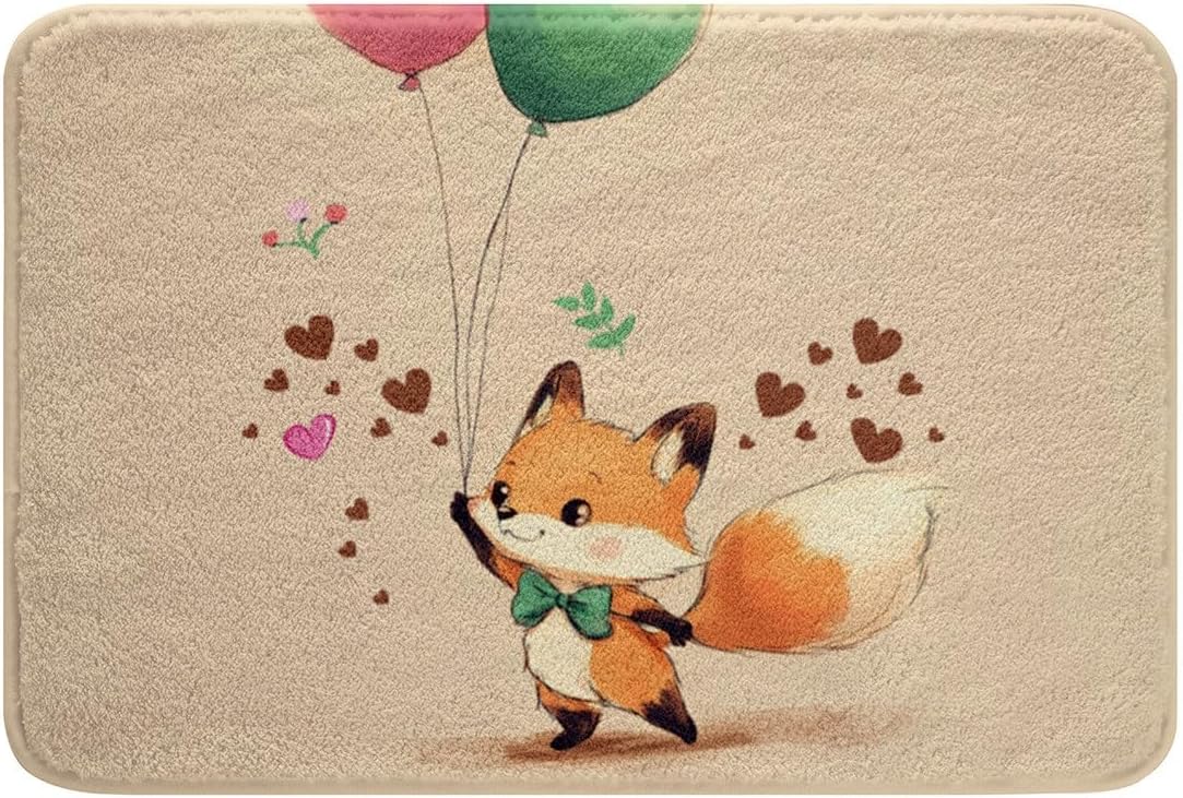 Jejeloiu Kids Cute Fox Bath Mats 16x24 Inch