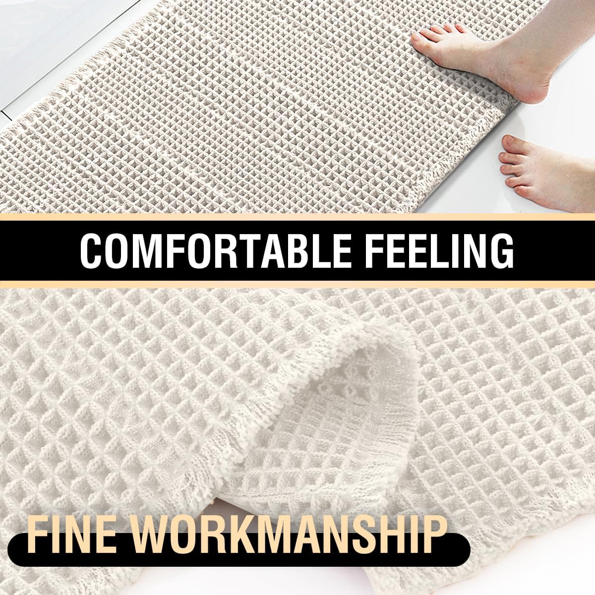 HVERSAILTEX Waffle Runner Rug 24 x 72 Ivory