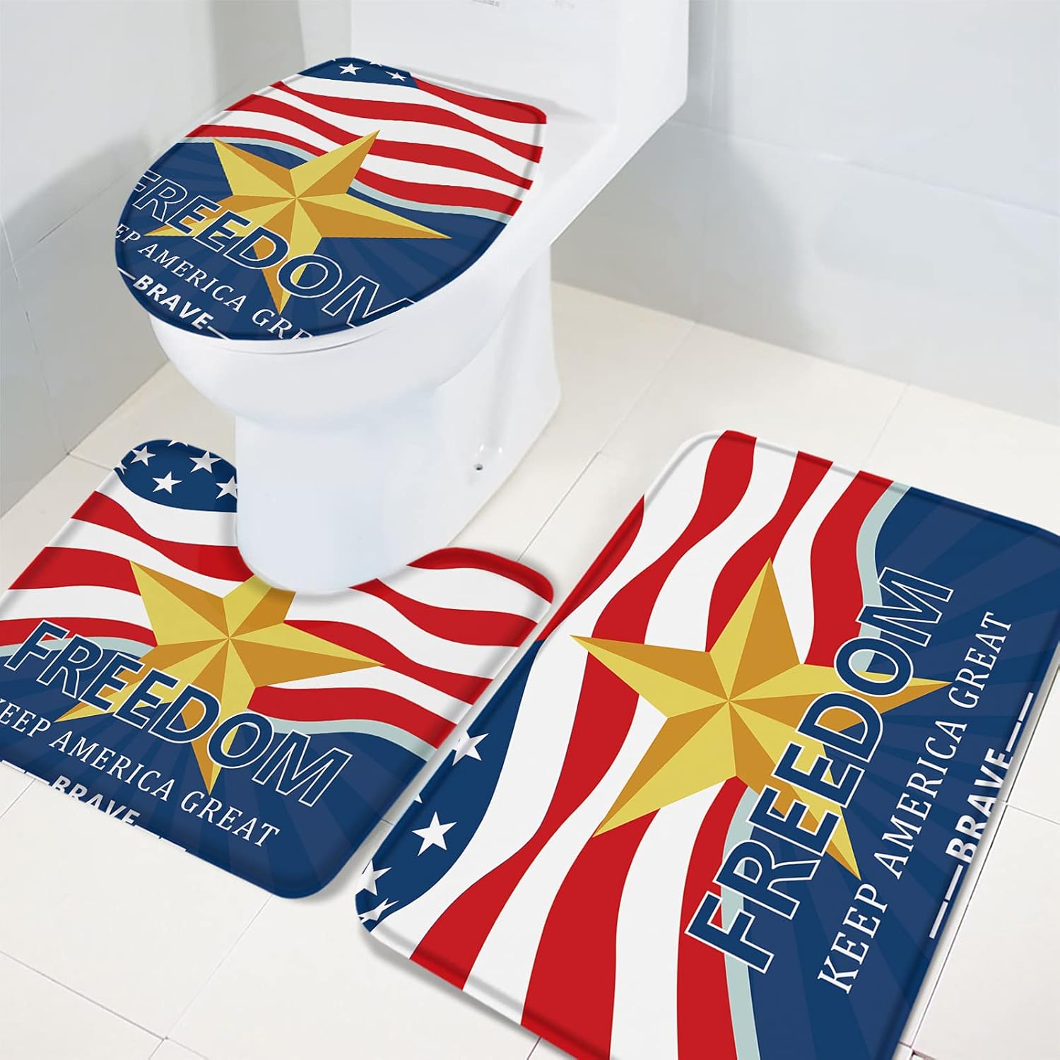 YESOF66 3 Piece Bathroom Rug Set with Non-Slip Anti-Slip Design