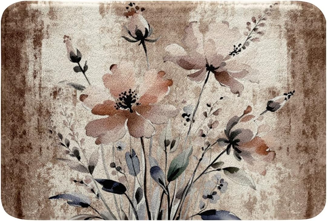 Erosebridal Rustic Flower Bathroom Rug 16x24