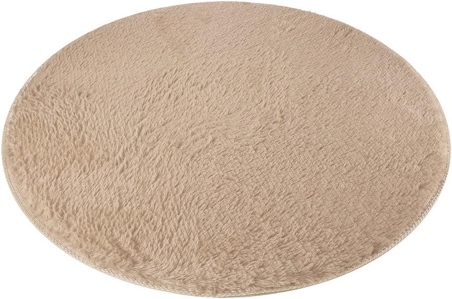 Scceatti Fluffy Boho Bath Rug 32x32 Khaki