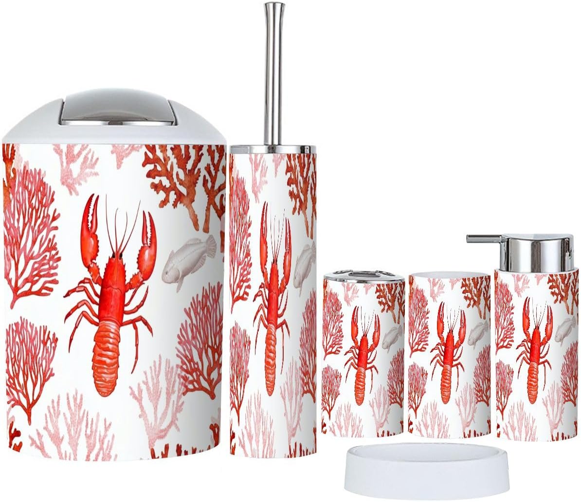 Boho Tropical Bathroom Accessory Set 6 Piece