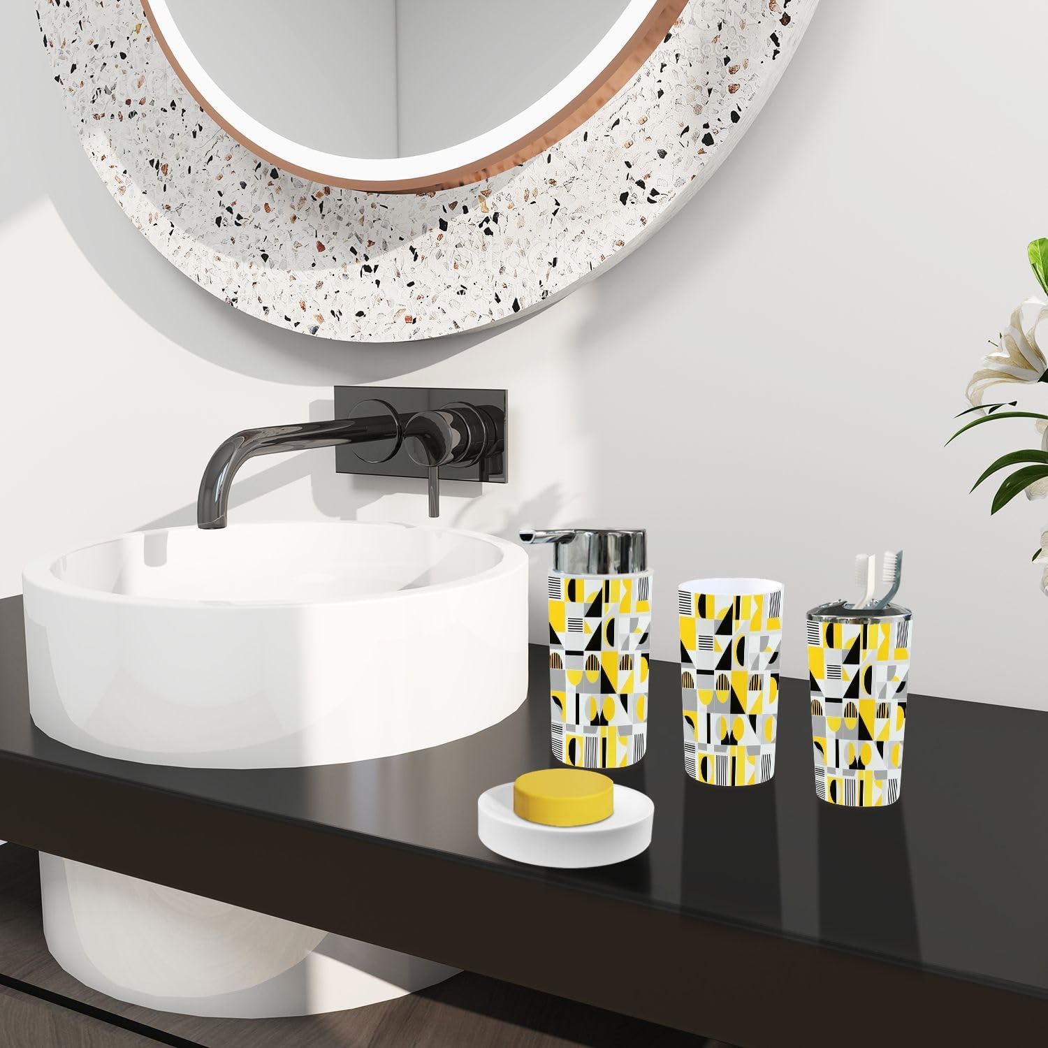 TRANQDEHOM 6 Piece Boho Bathroom Accessory Set