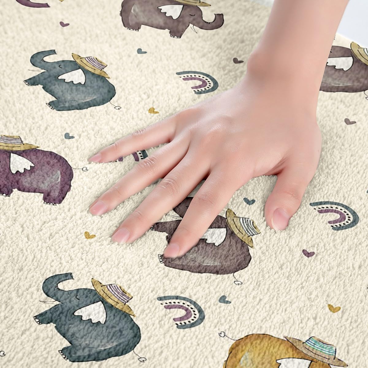 Manfei Cartoon Elephant Kids Bath Mat 16x24 Inches