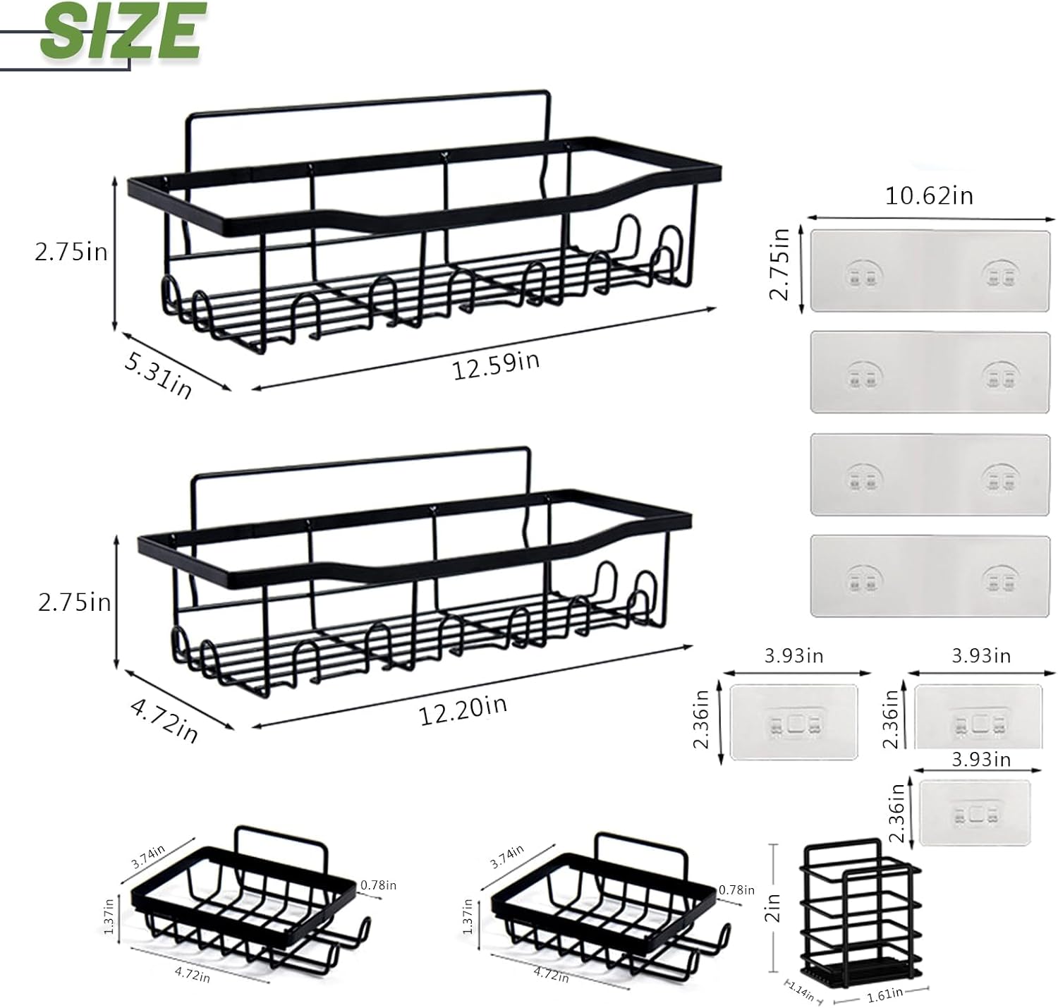 GeluEla 5 Pack Adhesive Shower Caddy Set