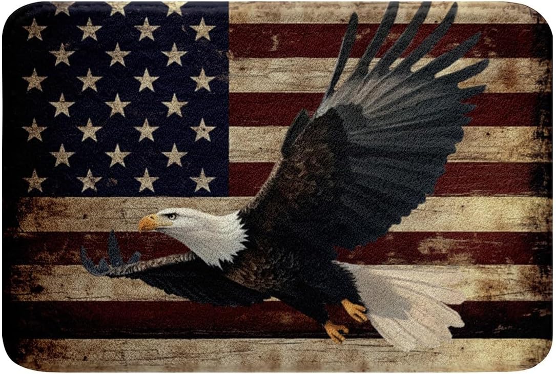 Erosebridal American Flag Bathroom Rug 16x24 Non-Slip Happy Independence Day Doormat for Home