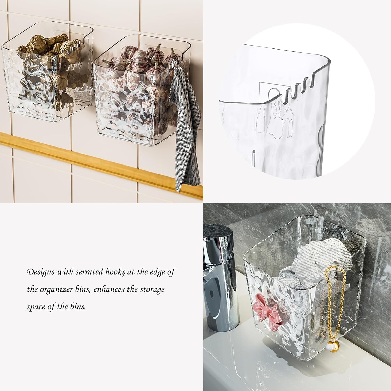 Lae Nuvole Clear-Small Wall Mounted Shower Caddy Organizer 2 Pack