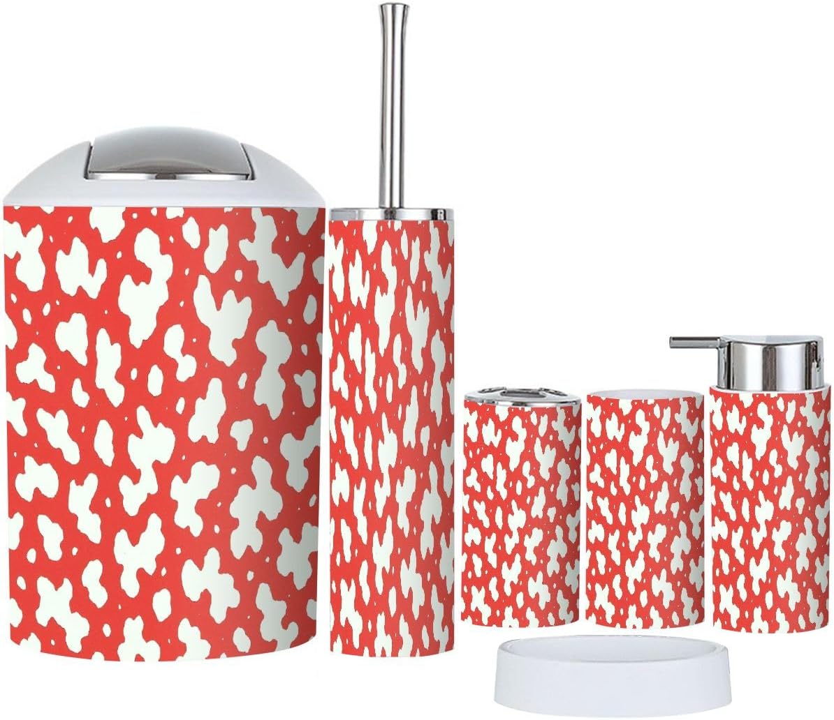 Boho Cow Skin Texture Bathroom Accessory Set 6 Piece