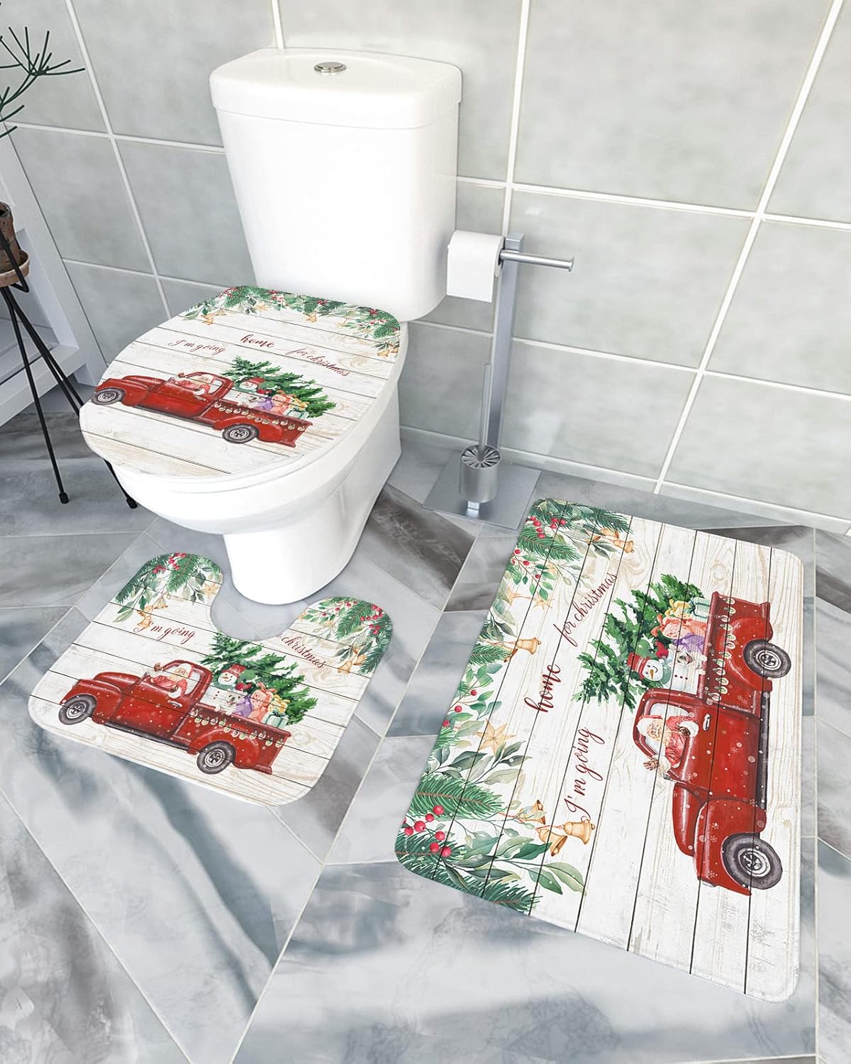 YESOF66 3 Piece Bathroom Rug Set with Non-Slip Toilet Cover