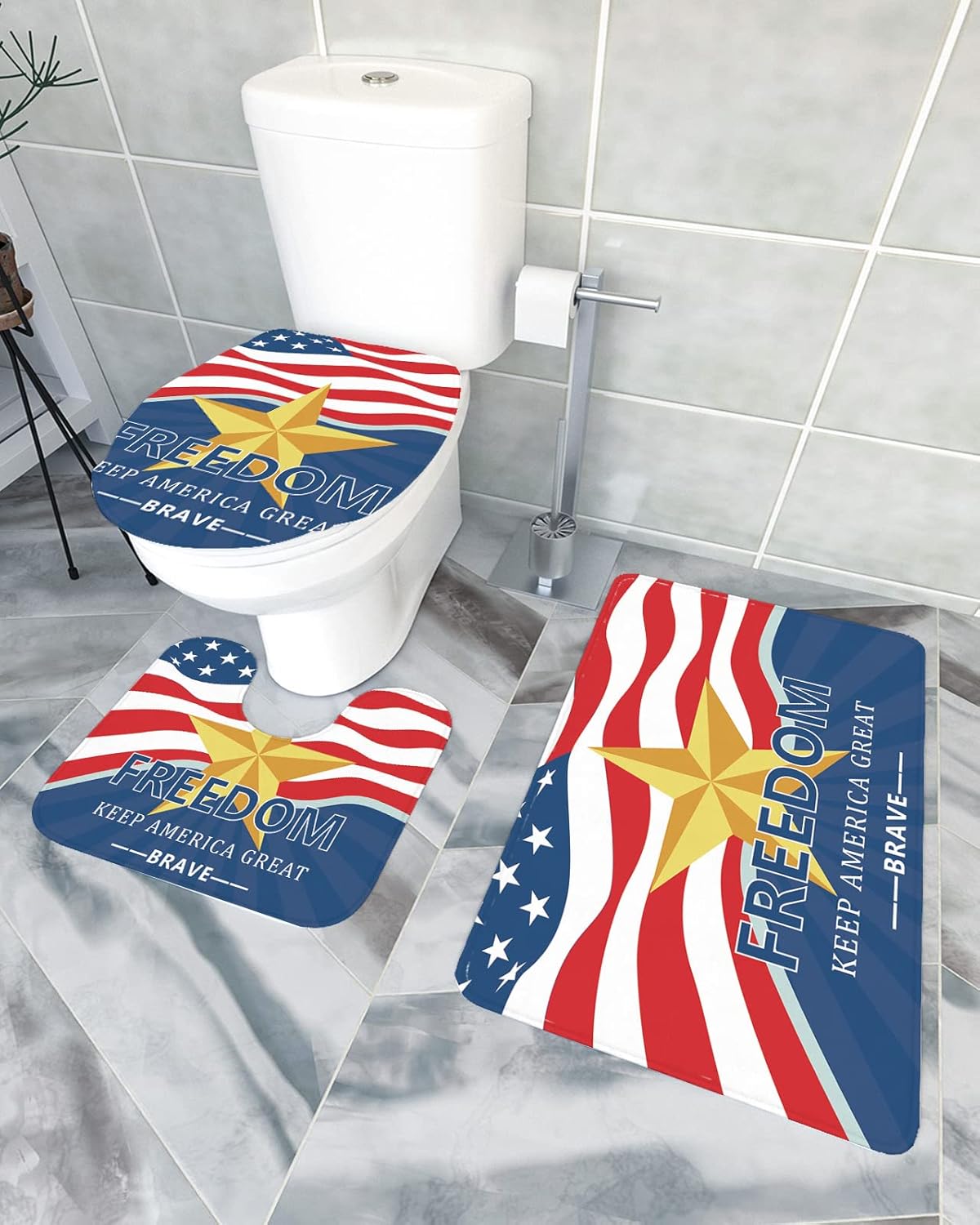 YESOF66 3 Piece Bathroom Rug Set with Non-Slip Anti-Slip Design