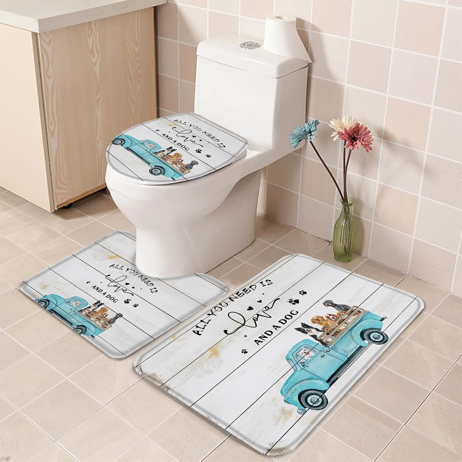 YESOF66 3 Piece Bath Rug Set with Non-Slip Backing 1