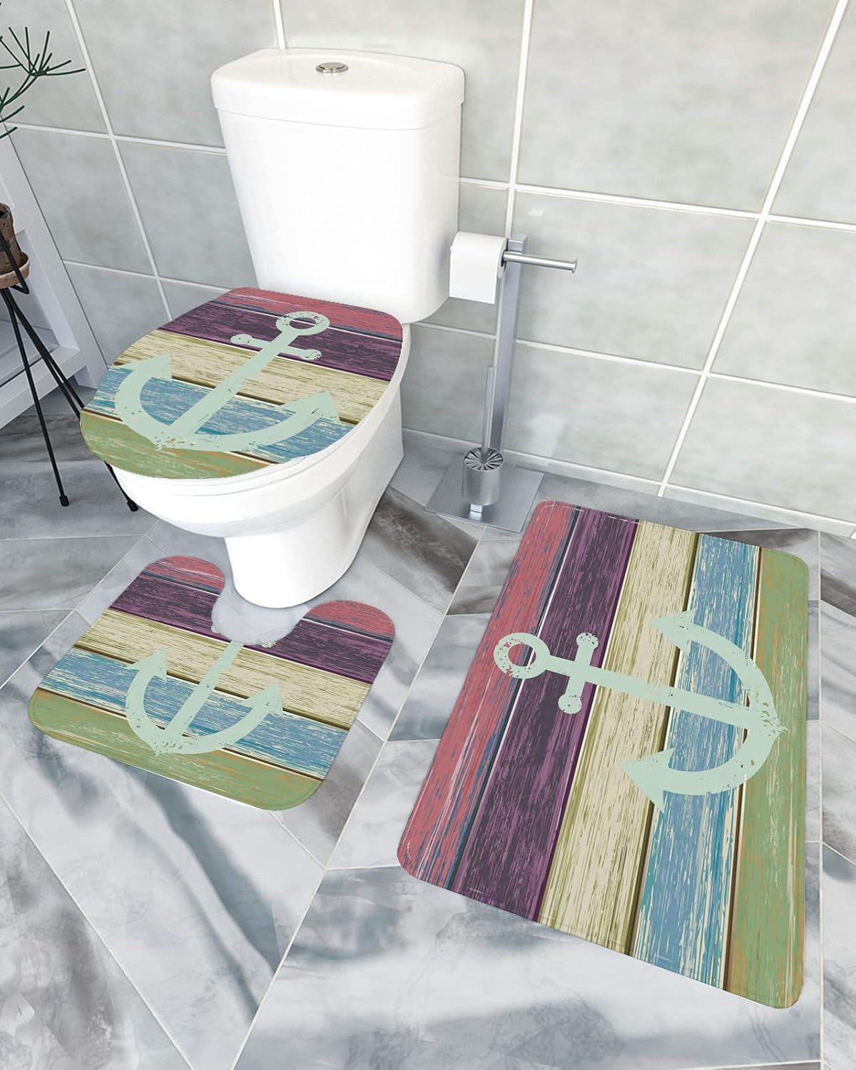 YESOF66 3 Piece Bathroom Rugs Set with Non-Slip Design