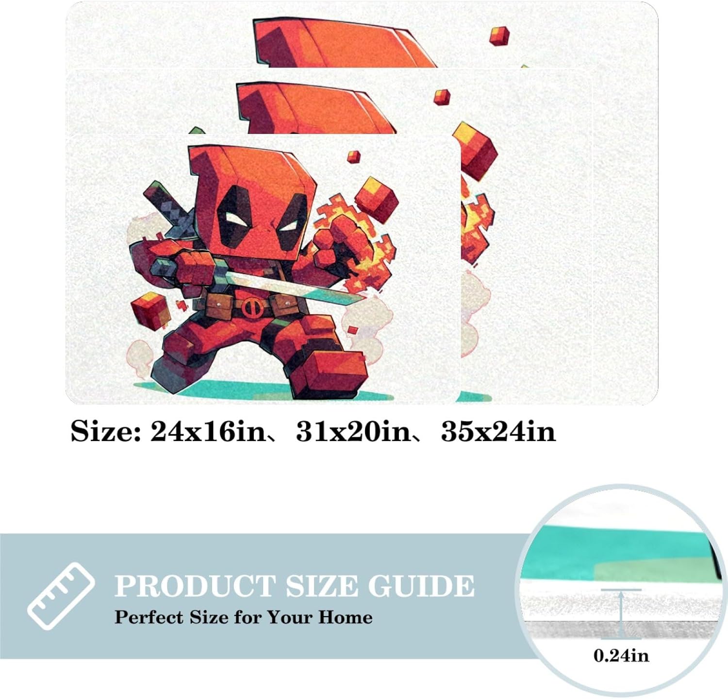 Deadpool Bath Rug - 3 Sizes Machine Washable