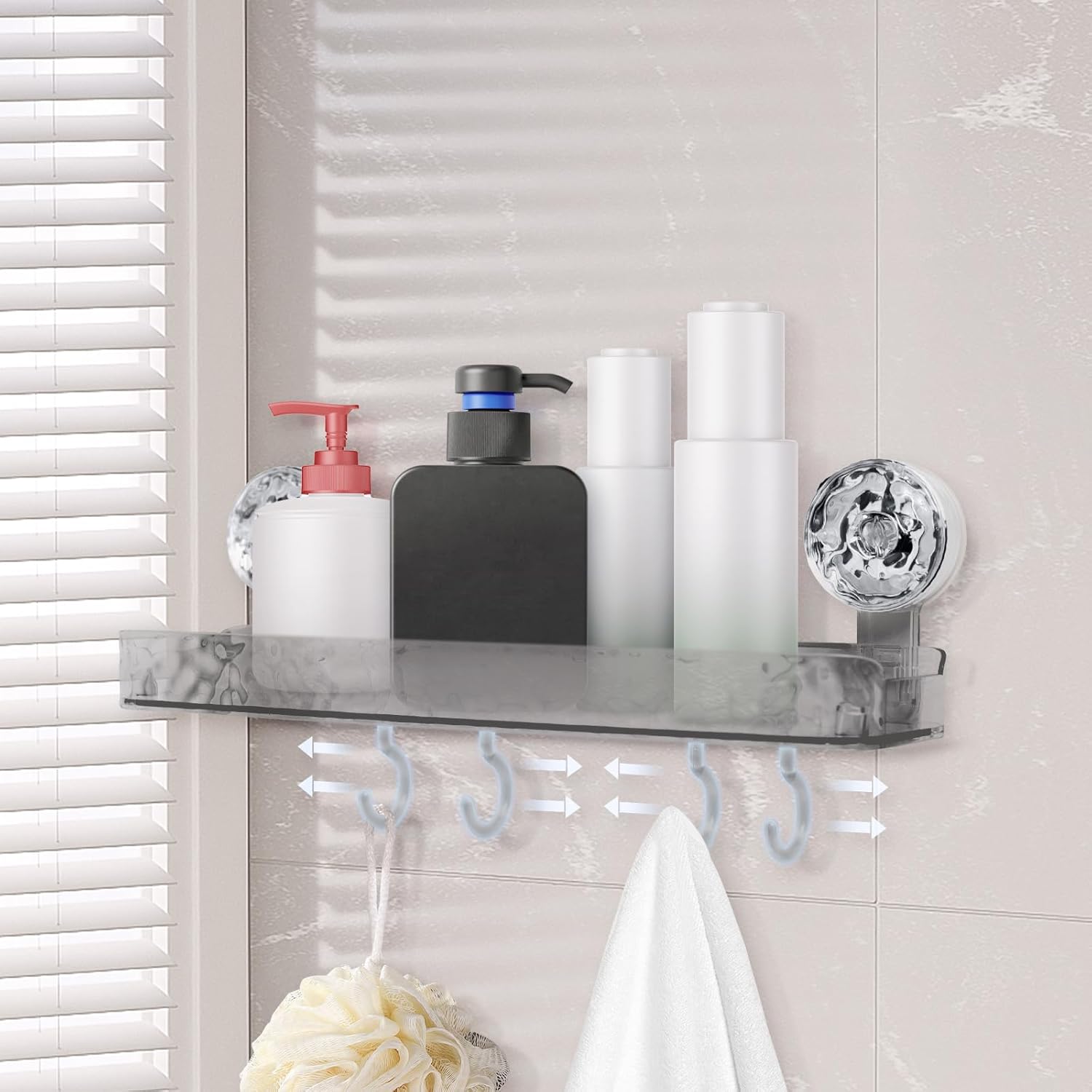 Greraes Clear Acrylic Shower Caddy with Suction Cups
