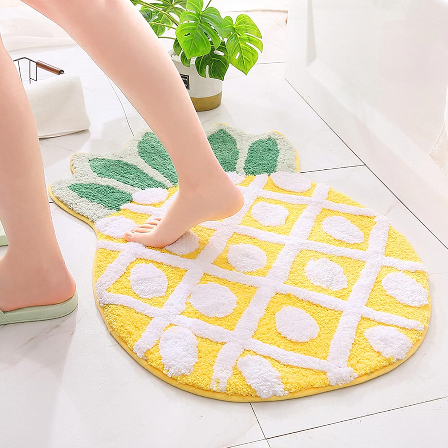 UKELER Cartoon Pineapple Bath Rug for Kids