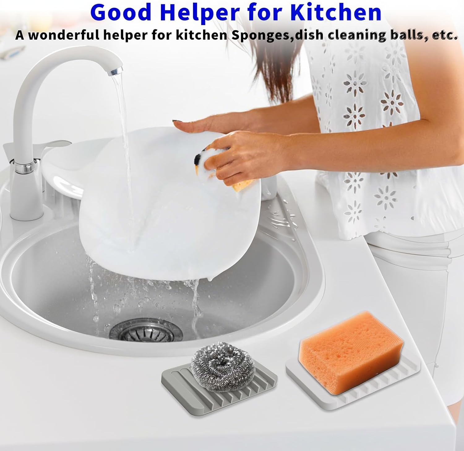 Eduftis 2Pcs Self-Draining Soap Dish for Bathroom Sink