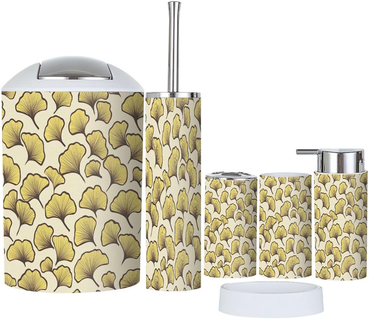 Boho Bathroom Accessory Set 6 Piece Modern Stylized