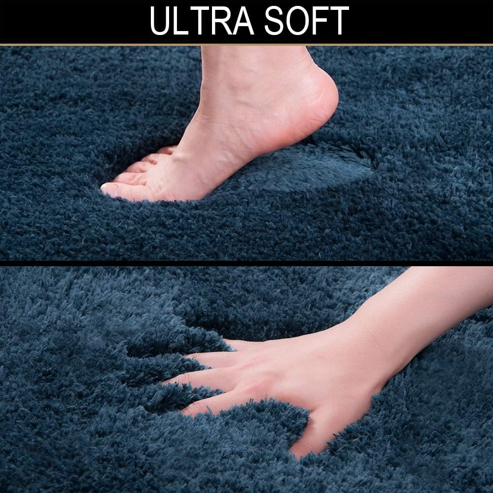 Walensee Bath Rug Set - 2 Piece Shaggy Navy Mats