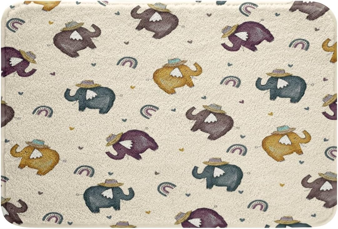 Manfei Cartoon Elephant Kids Bath Mat 16x24 Inches