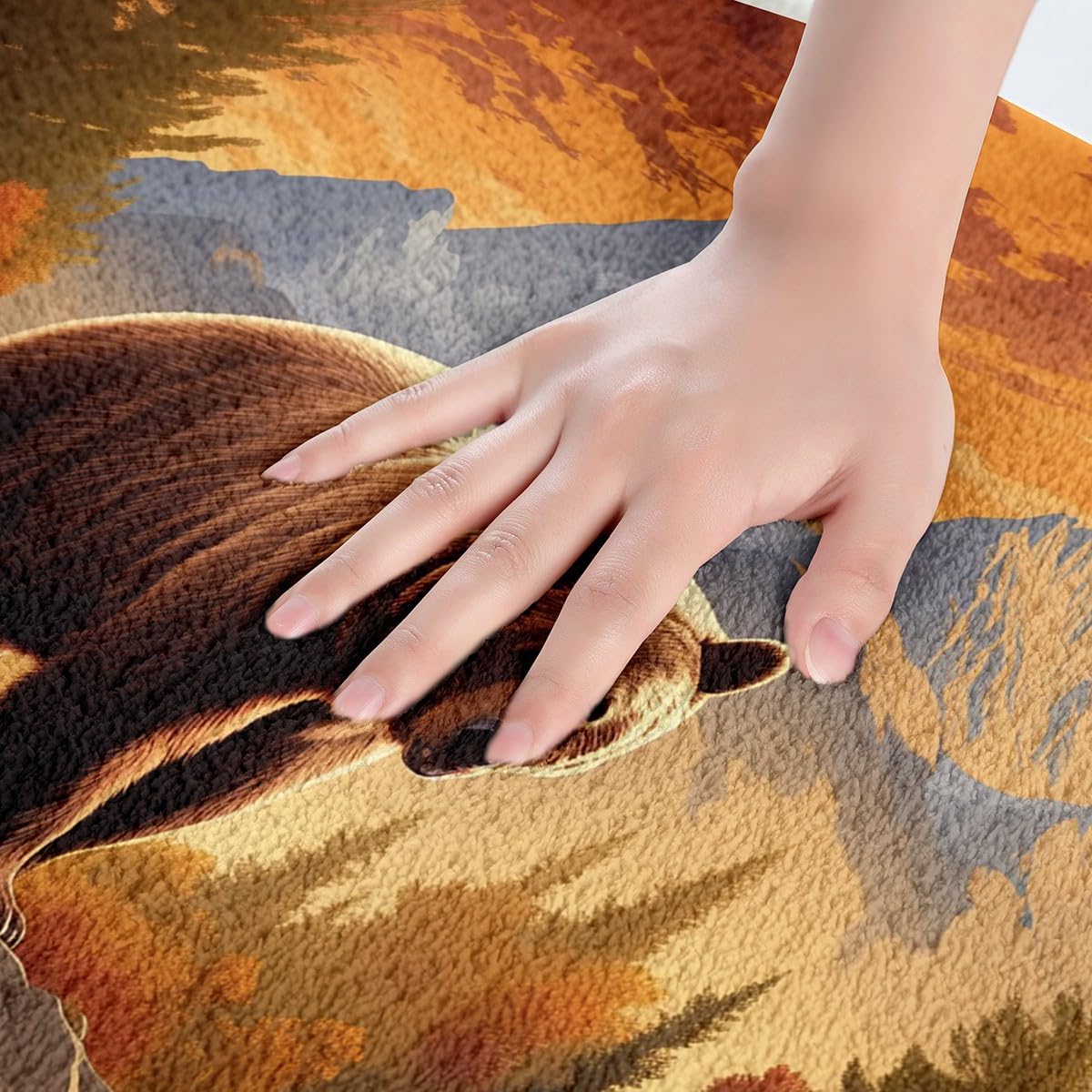 Manfei Bear Bath Rug Woodland Animal Design Non-Slip Plush