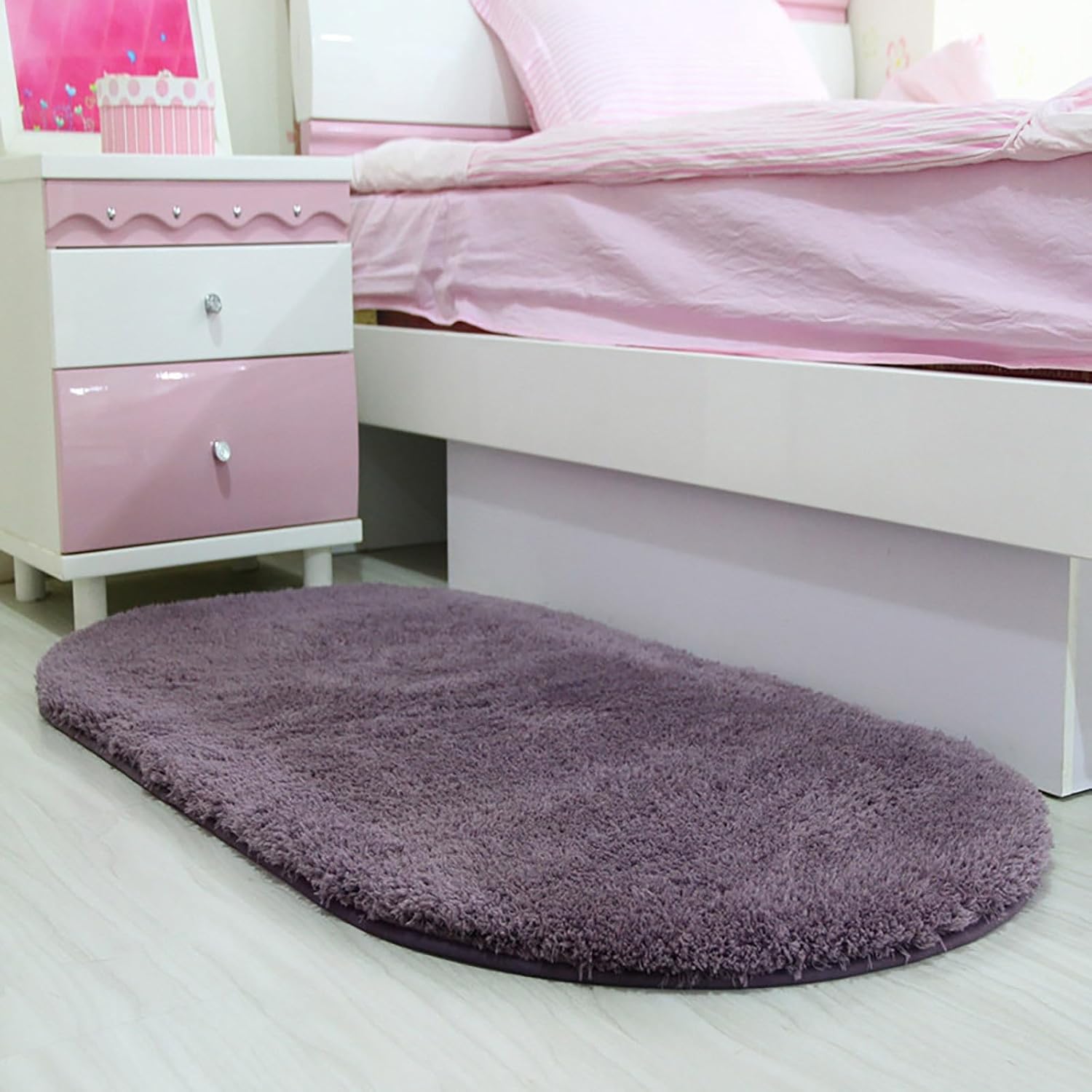 Extra Soft Shaggy Bath Rug Set of 3 for Shower and Kitchen