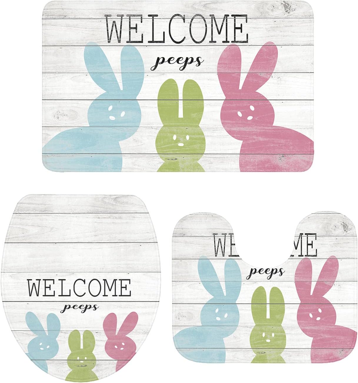 YESOF66 3 Piece Bath Rug Set with Non-Slip Design