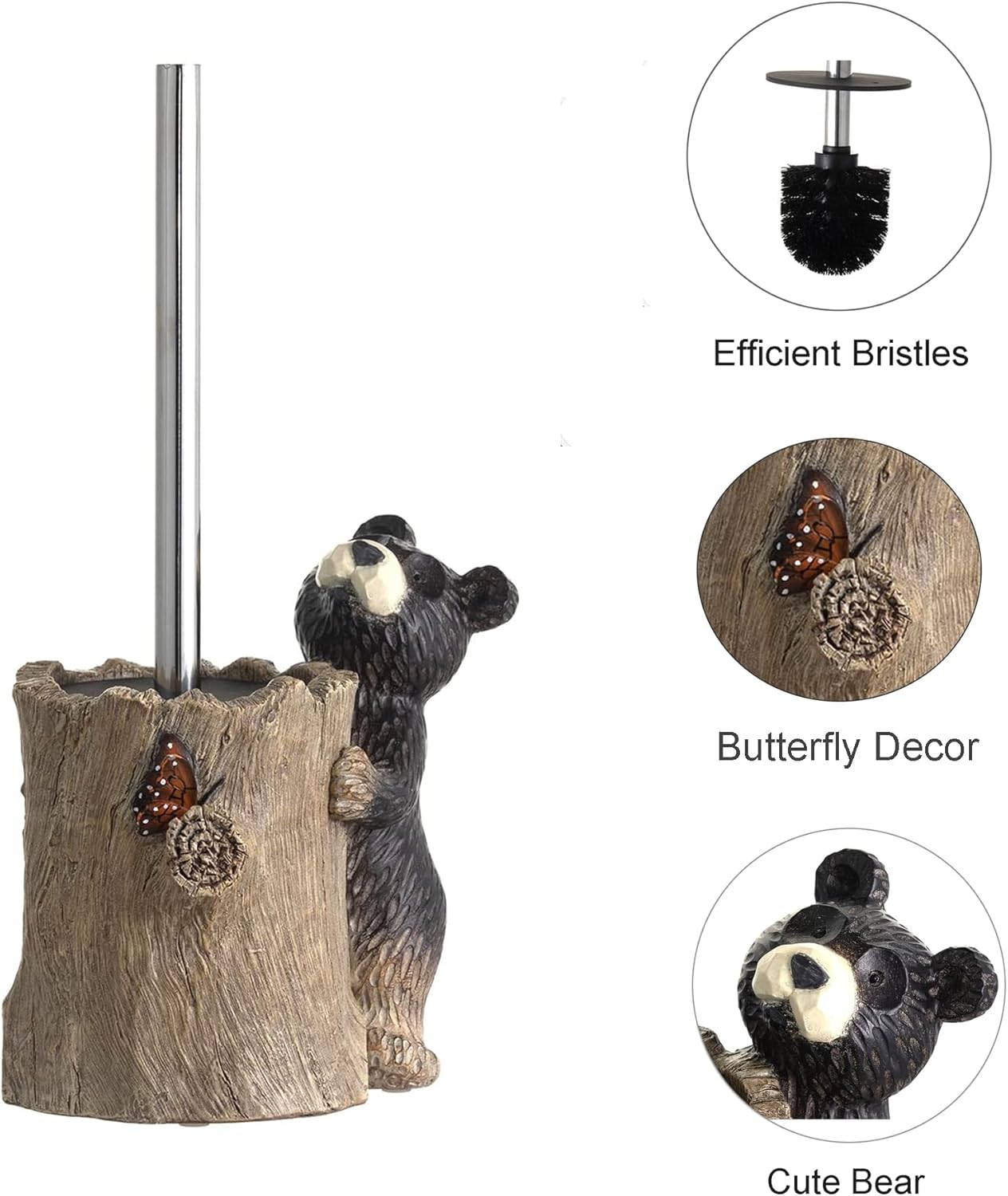 Black Bear Toilet Brush Holder Set 1