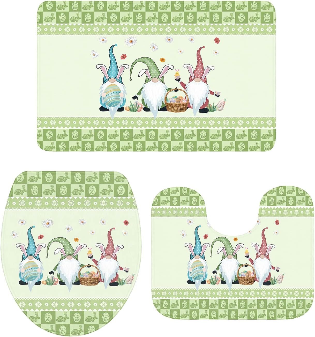 YESOF66 3 Piece Bathroom Rug Set with Non-Slip Anti-Slip Design 1