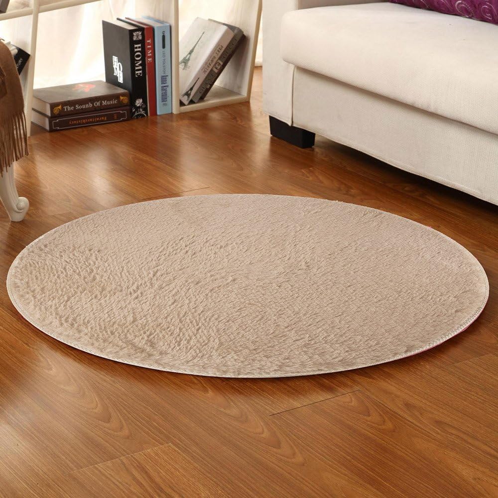 Scceatti Fluffy Boho Bath Rug 32x32 Khaki