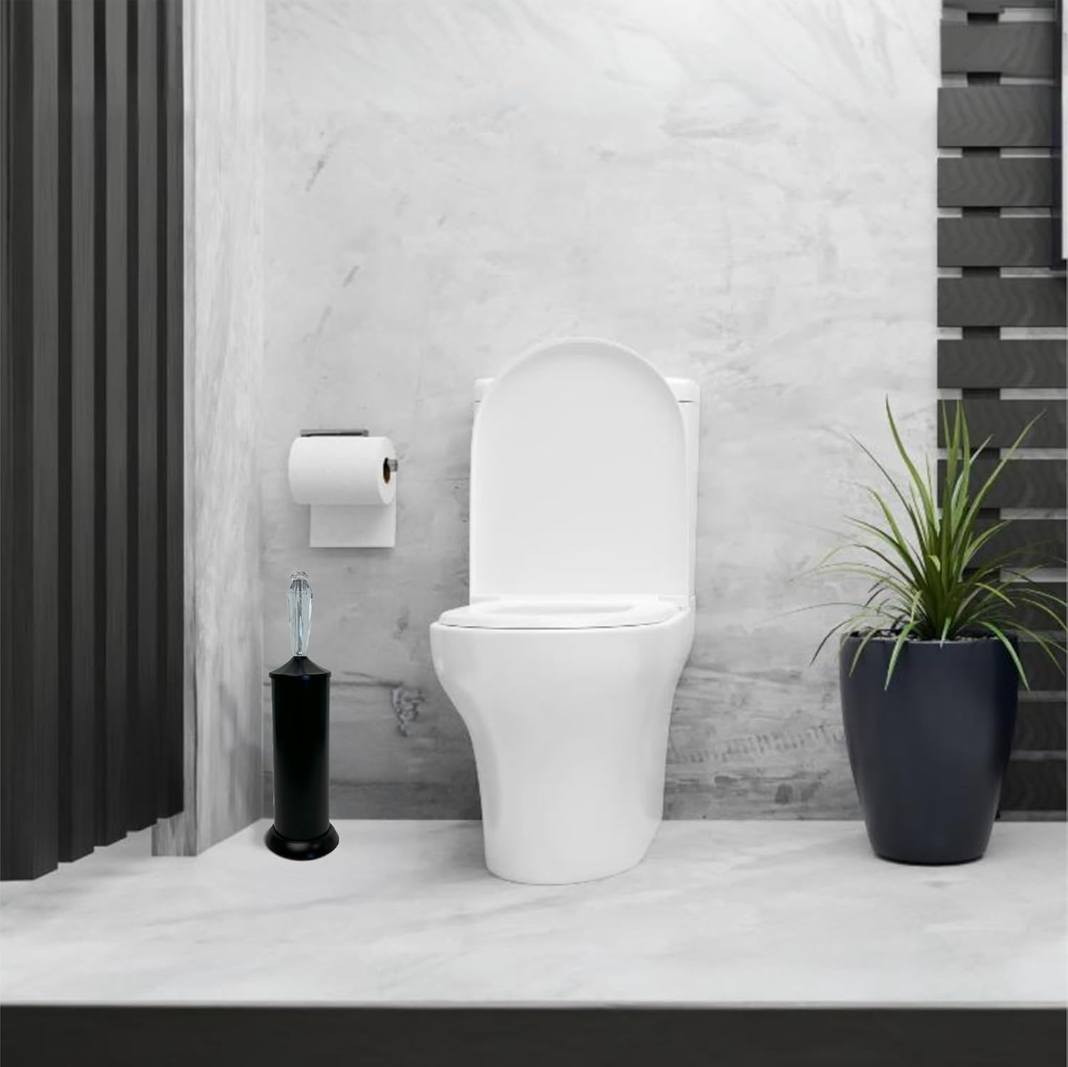 Splash Home Adora Toilet Brush with Holder - Matte Black