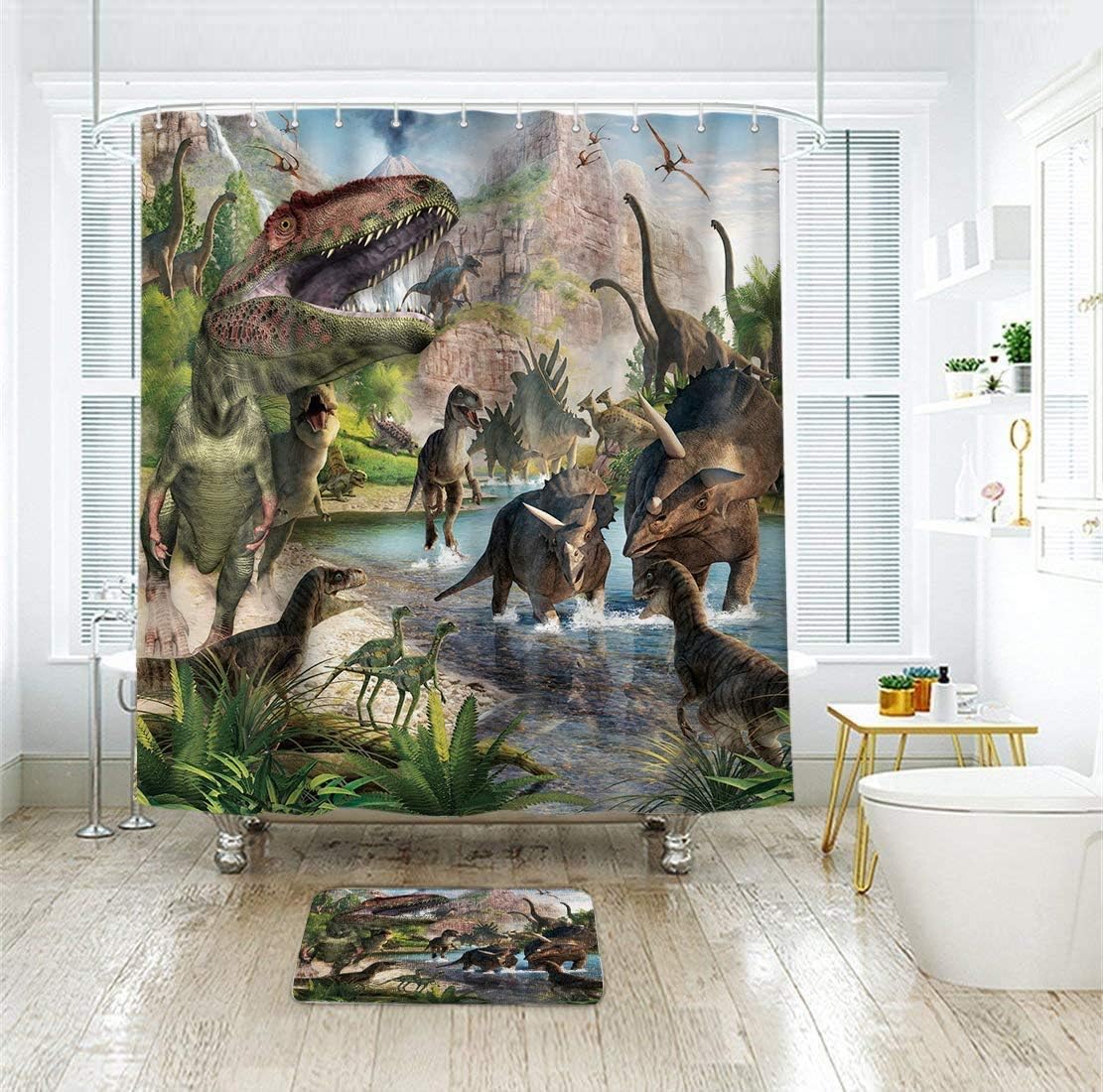 Yuaobeimei Dinosaur 3D Print Bath Set 4 Pieces