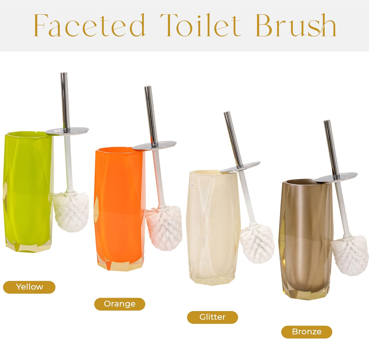 Sparkles Home Faceted Toilet Brush with Stainless Steel Handle