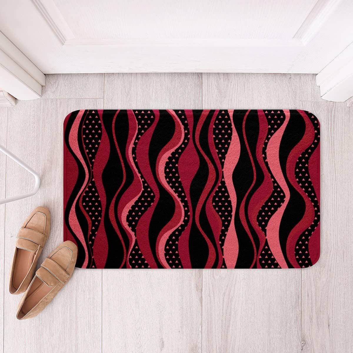 Geometric Print Non-Slip Bath Rug 24x16 Inch Velvet
