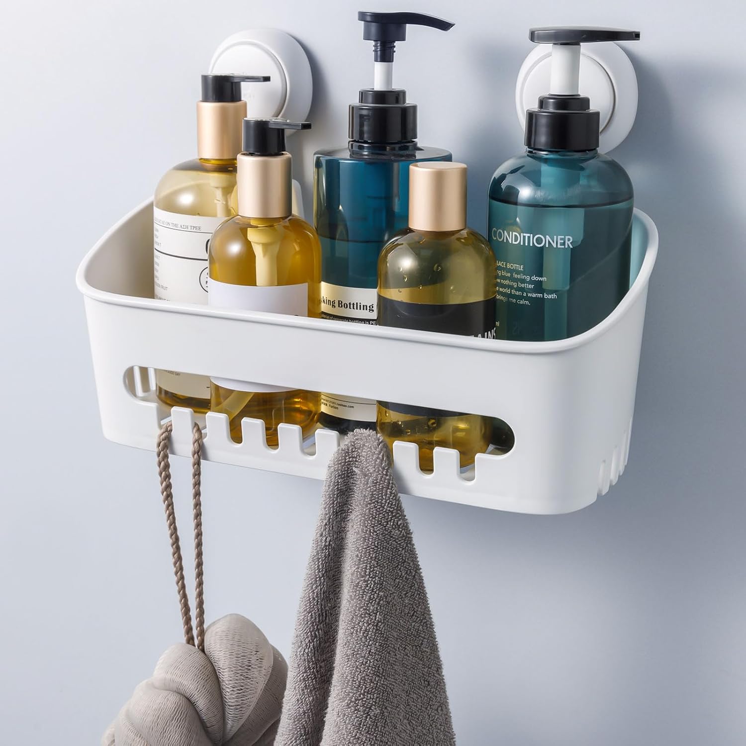 DUORAN Suction Shower Caddy Organizer White