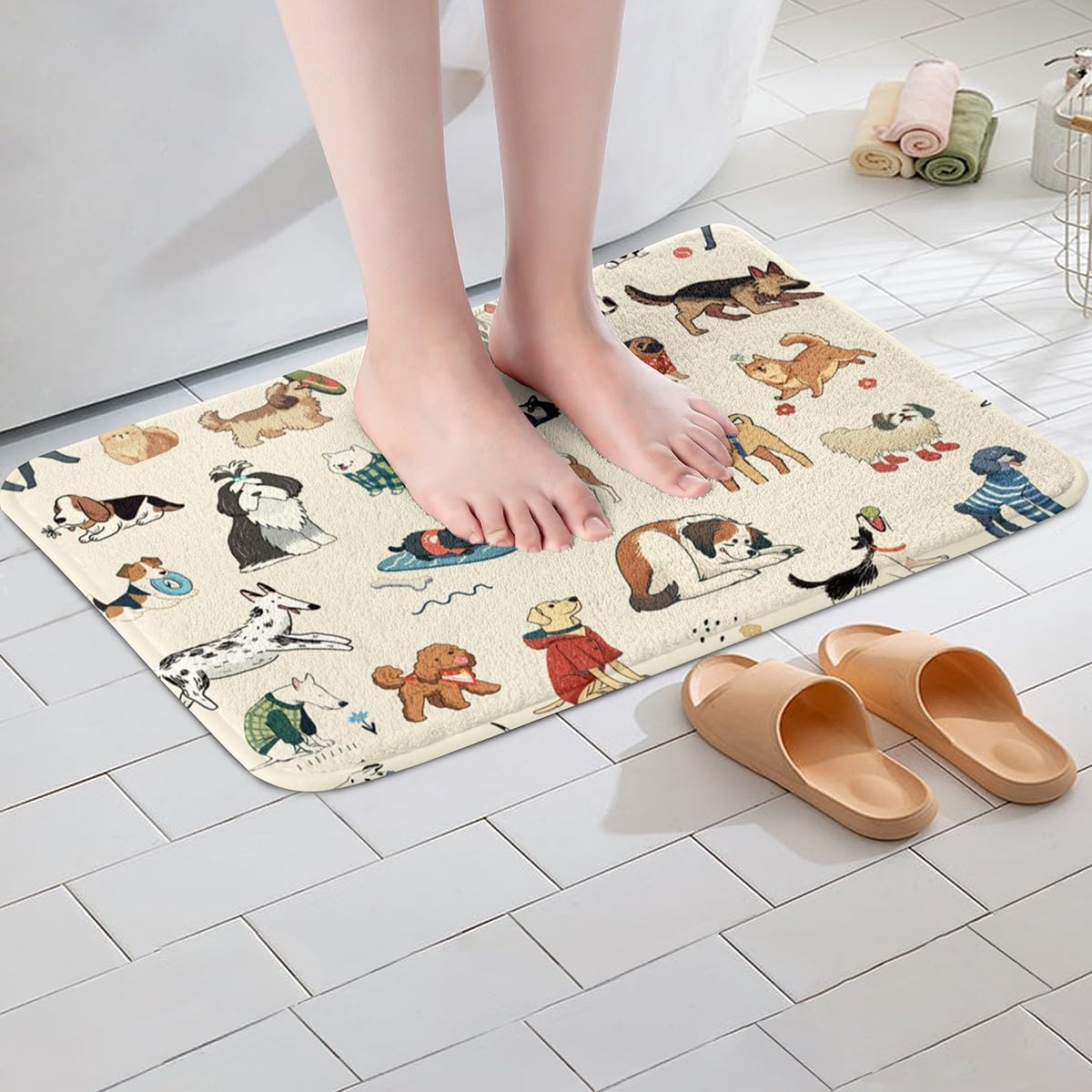 Castle Fairy Cartoon Dog Bath Rug 16x24 Inch Soft Shaggy Non Slip Floor Mat