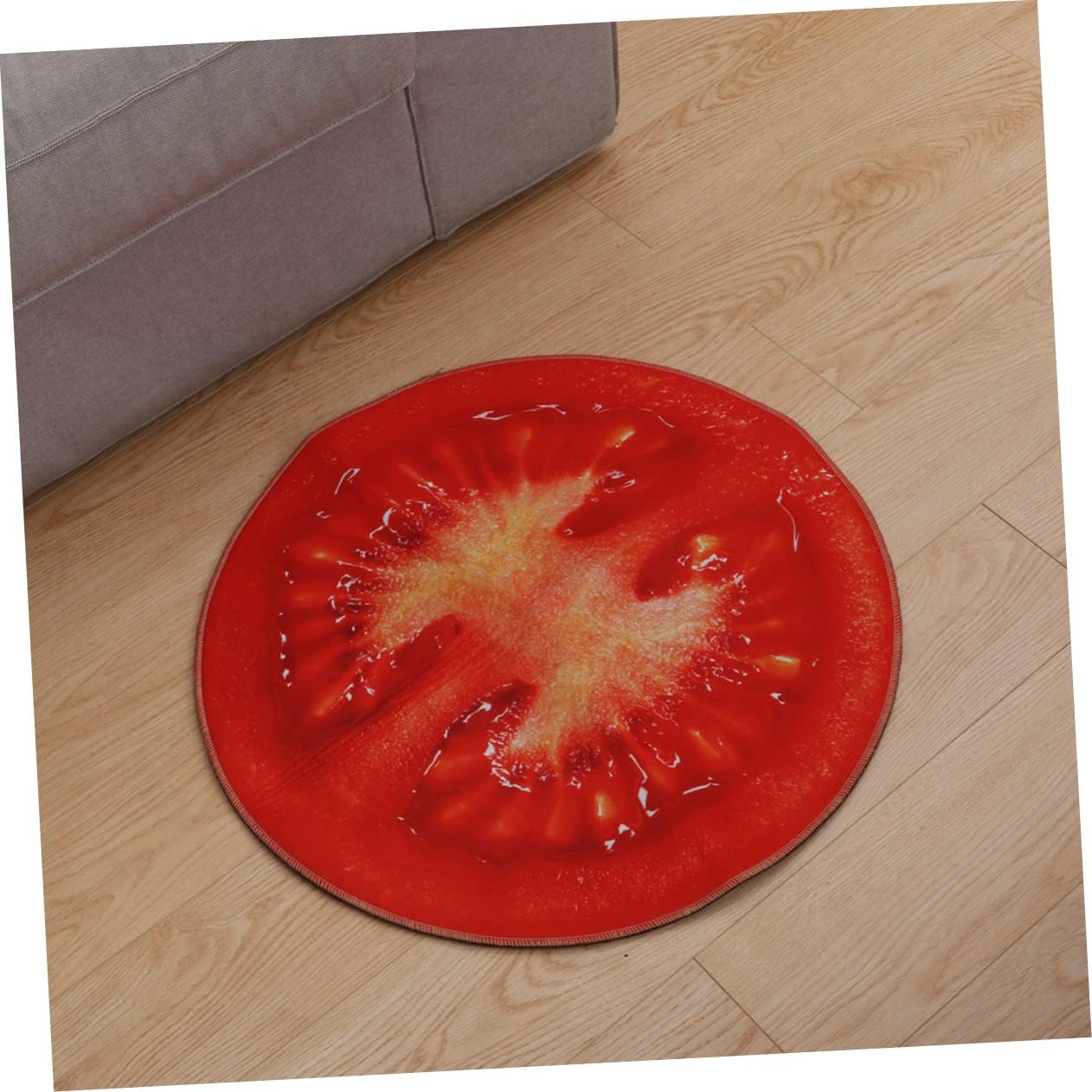 PRETYZOOM Round Non-Slip Bath Rug with Fruit Pattern