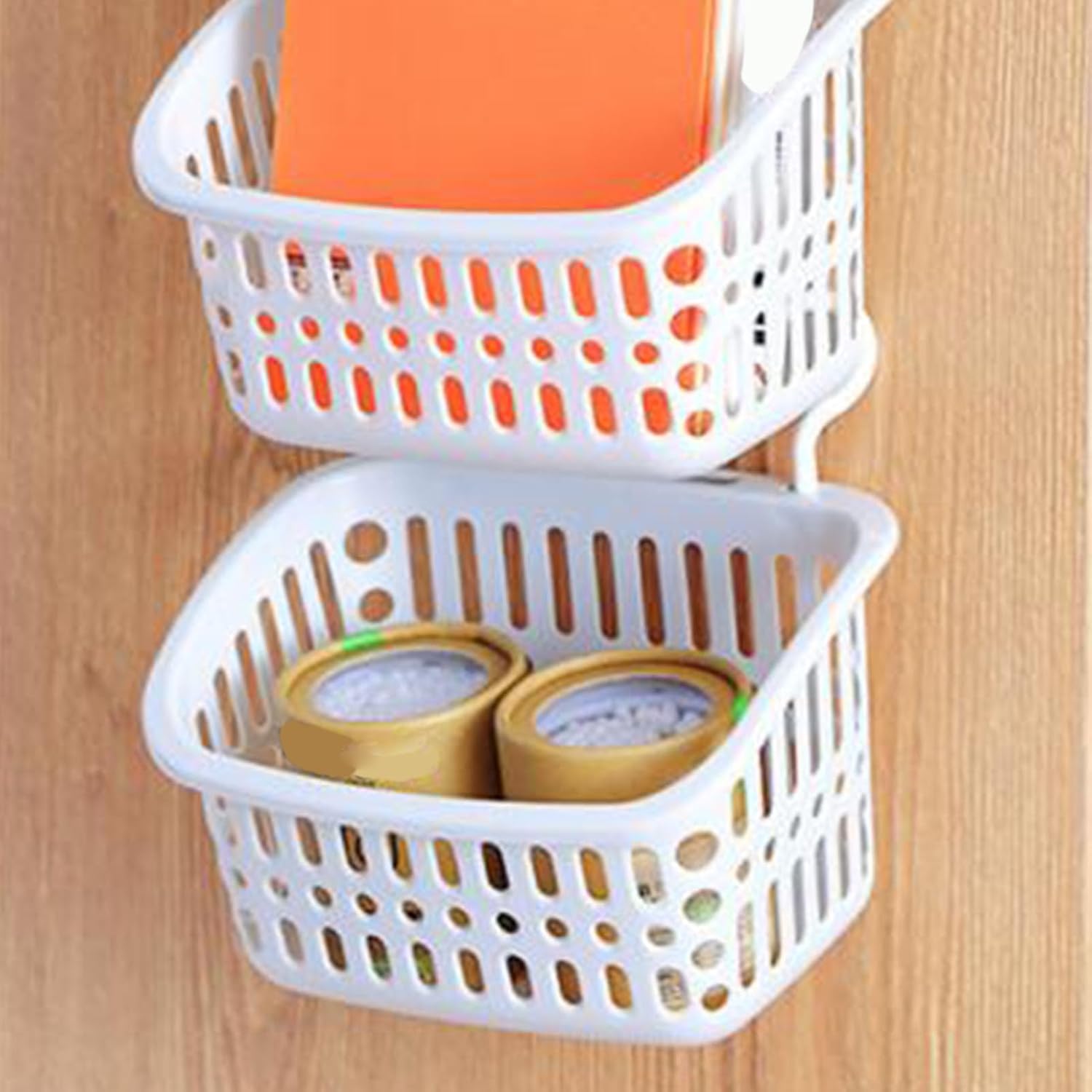 Fdit Plastic Shower Basket with Draining Holes White