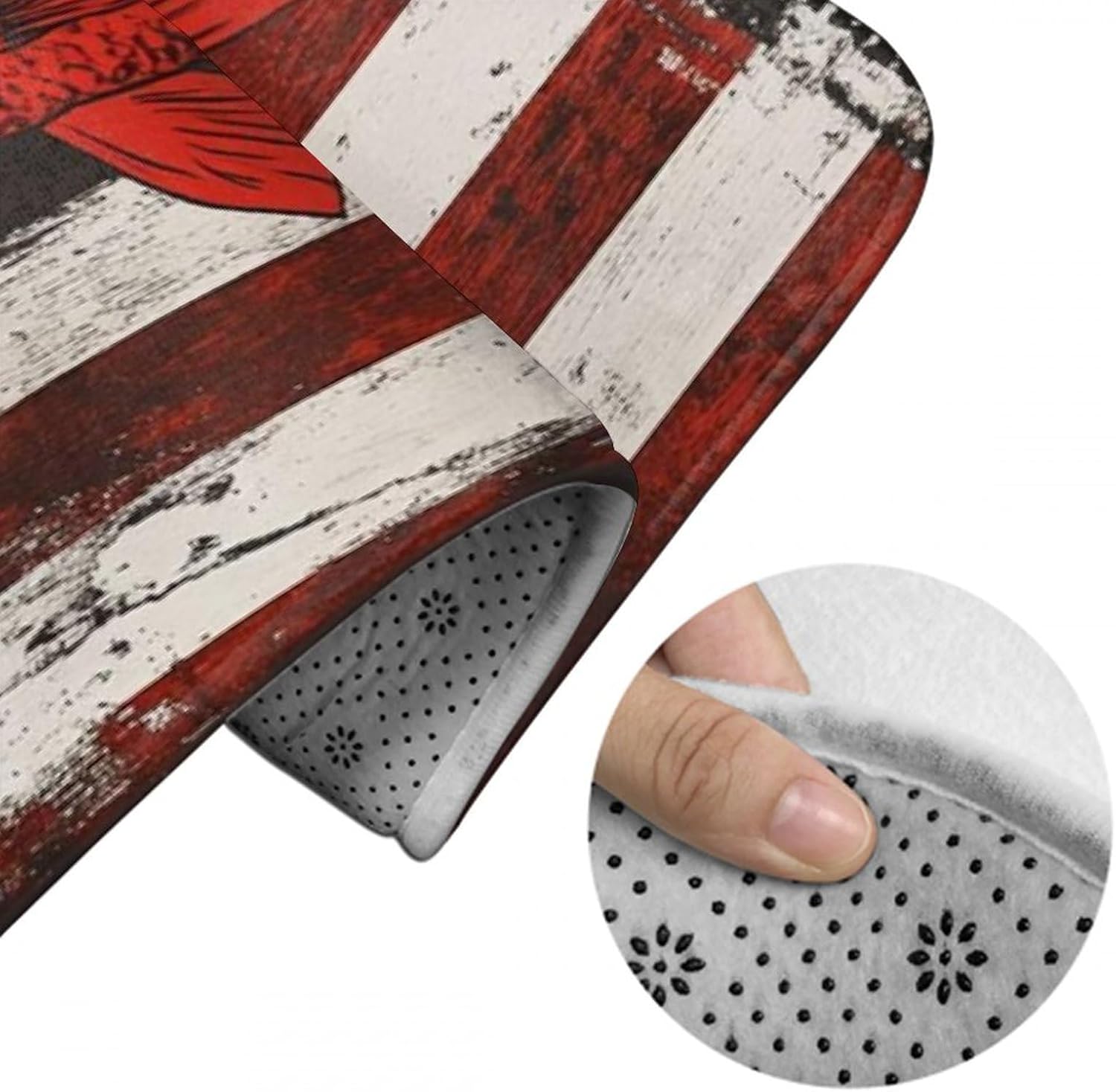 BoomDragon Non-Slip Bath Rug with Vintage American Flag Design