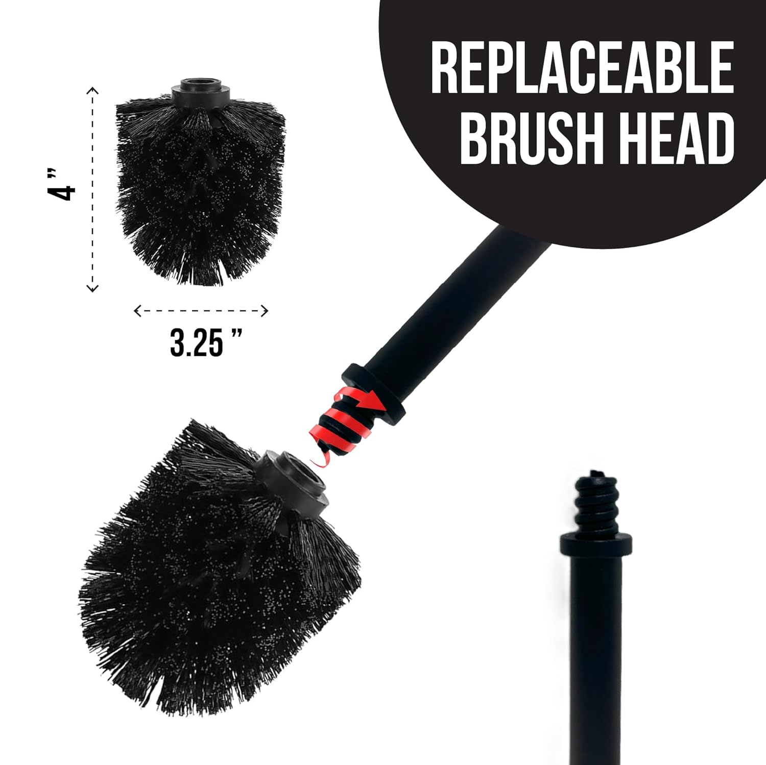Splash Home Adora Toilet Brush with Holder - Matte Black