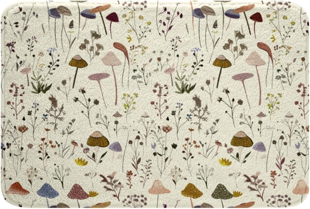 Mushroom Bath Mat with Non-Slip Base and Water Absorbent Design