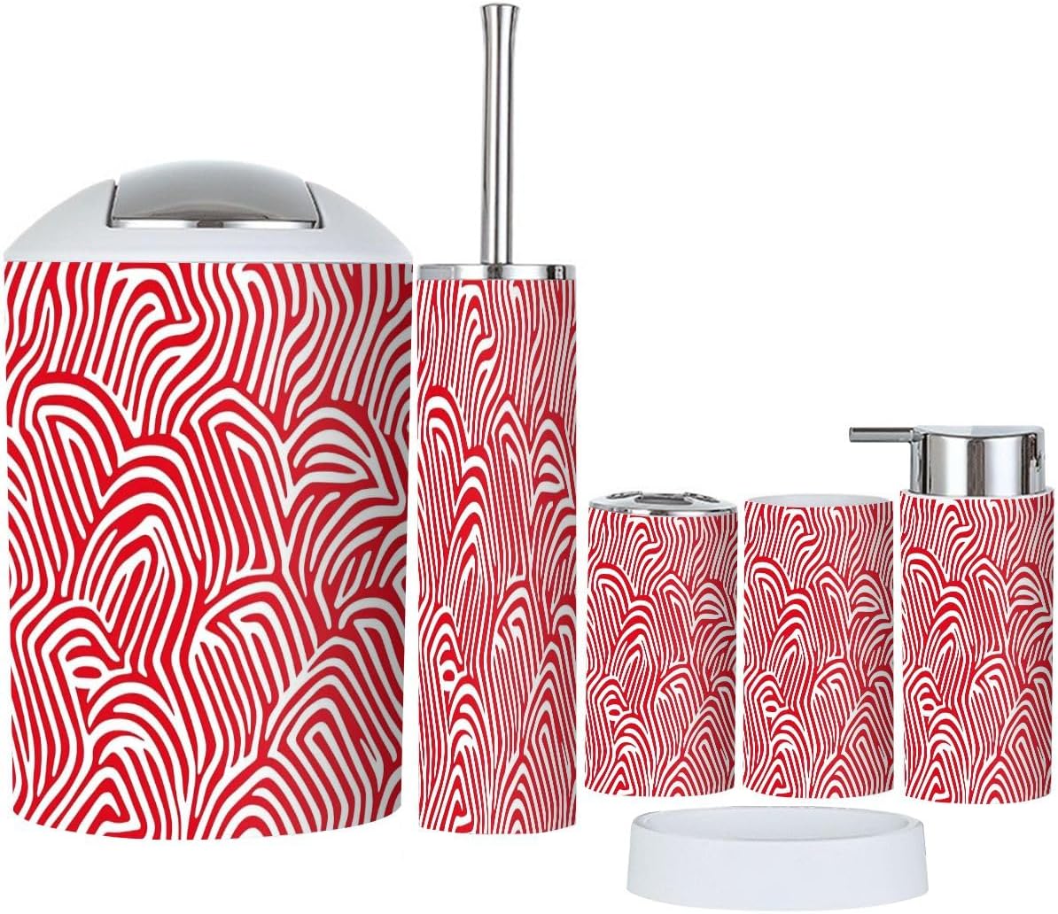 Boho Striped Bathroom Accessory Set 6 Piece