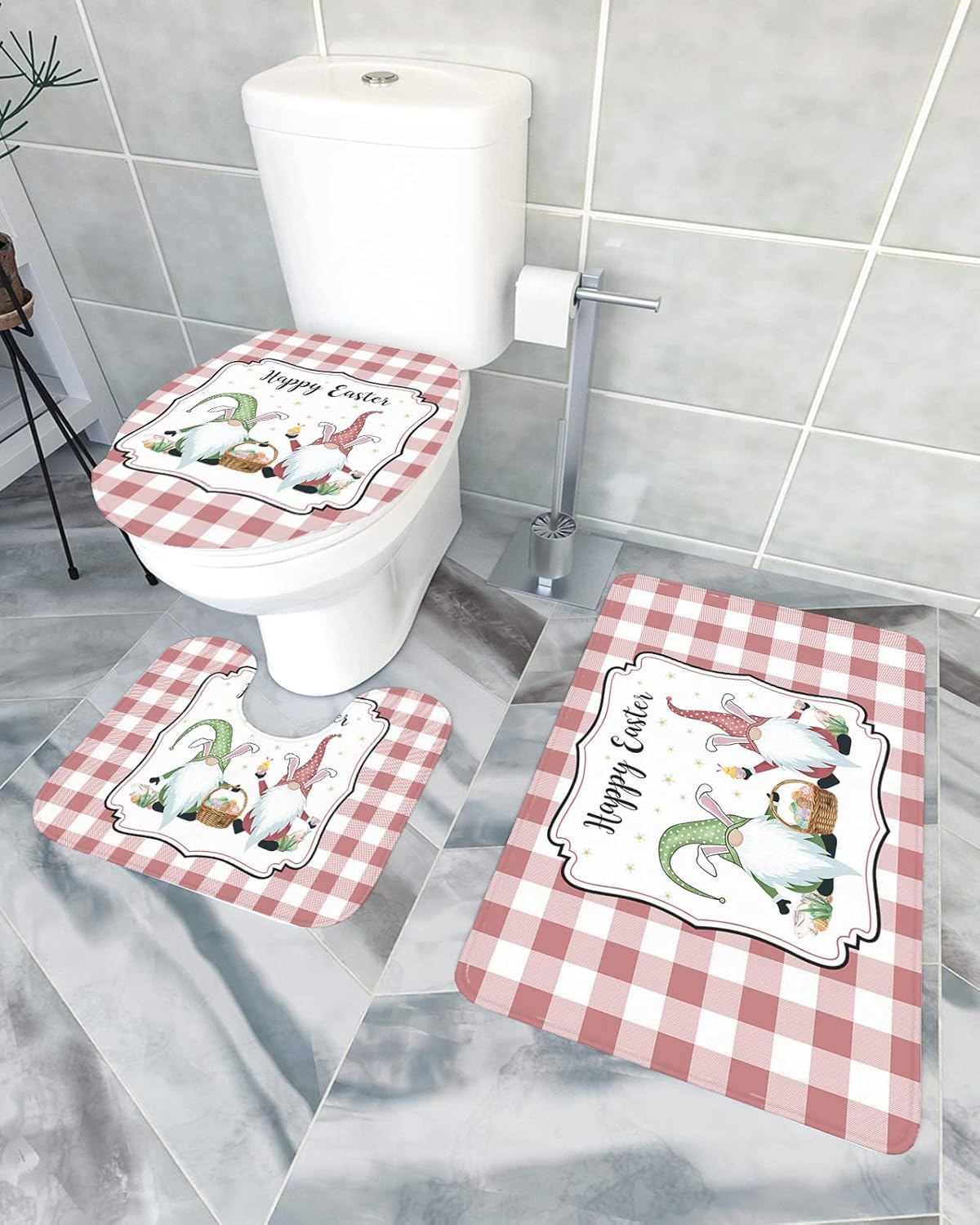YESOF66 3 Piece Bathroom Rugs Set with Non-Slip Mat