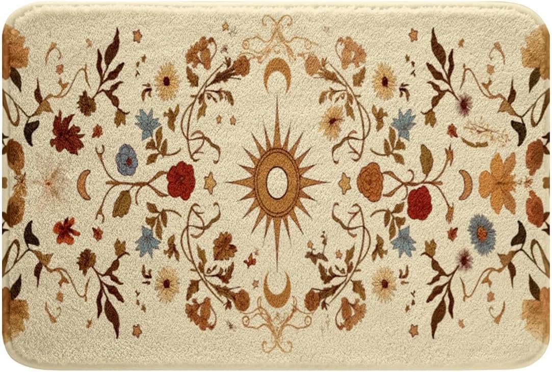 Erosebridal Boho Floral Bath Rug Set 16x24