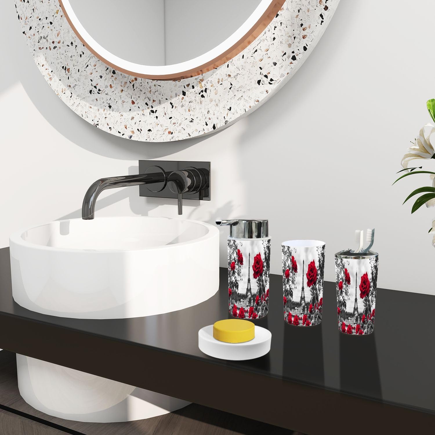 Boho Bathroom Accessory Set 6 Piece Modern