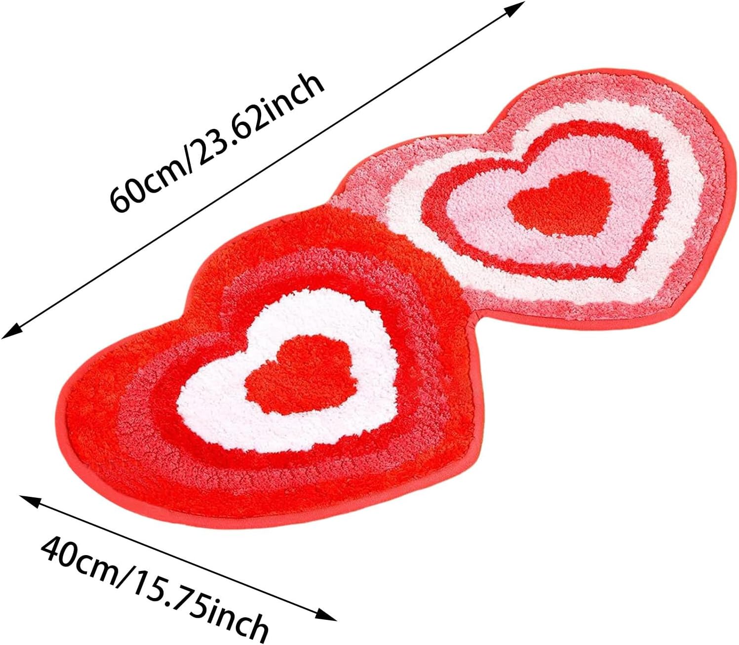 Valentines Day Heart Shaped Bath Mat - Pink Non Slip Cute Room Decor