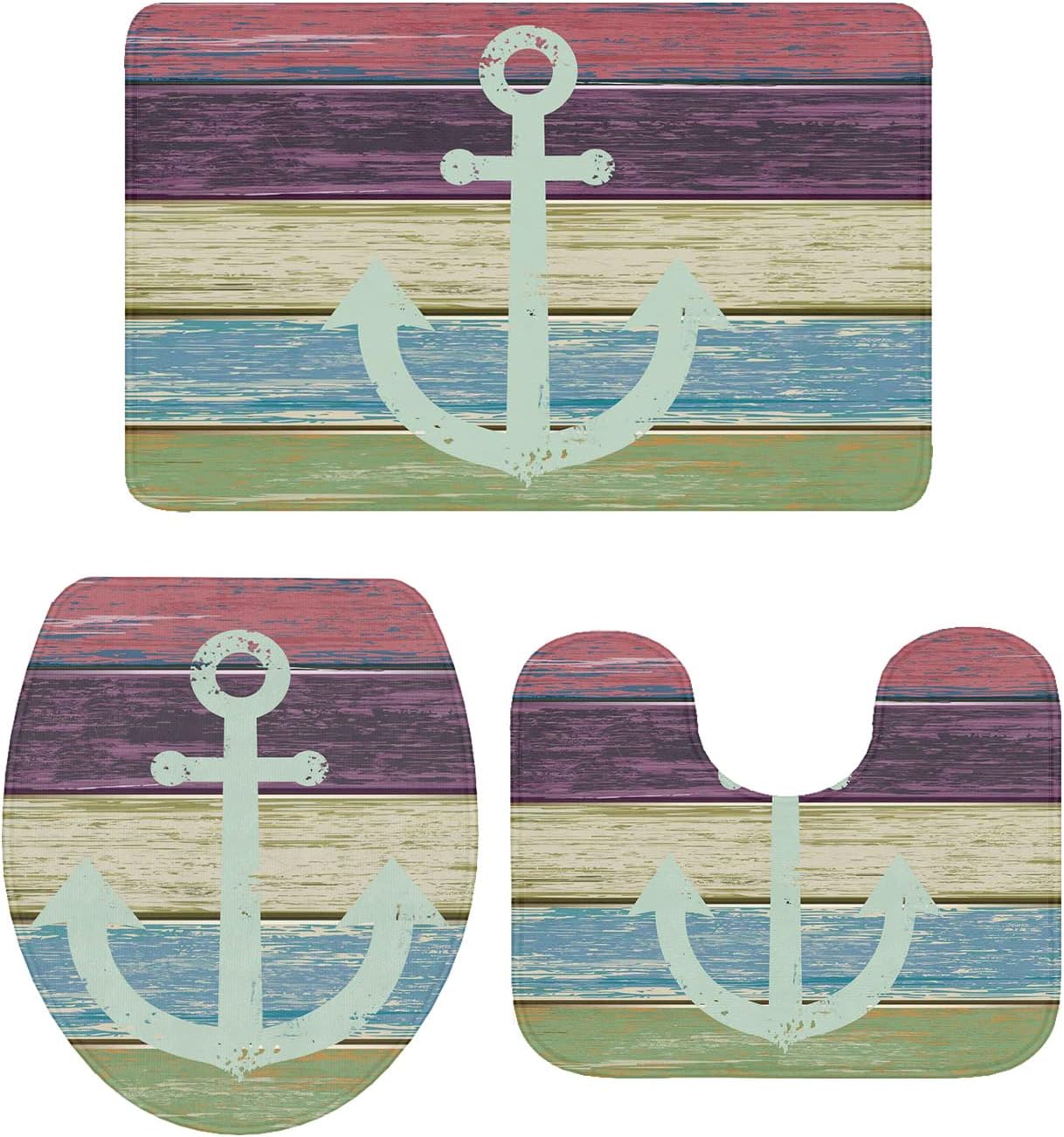 YESOF66 3 Piece Bathroom Rugs Set with Non-Slip Design