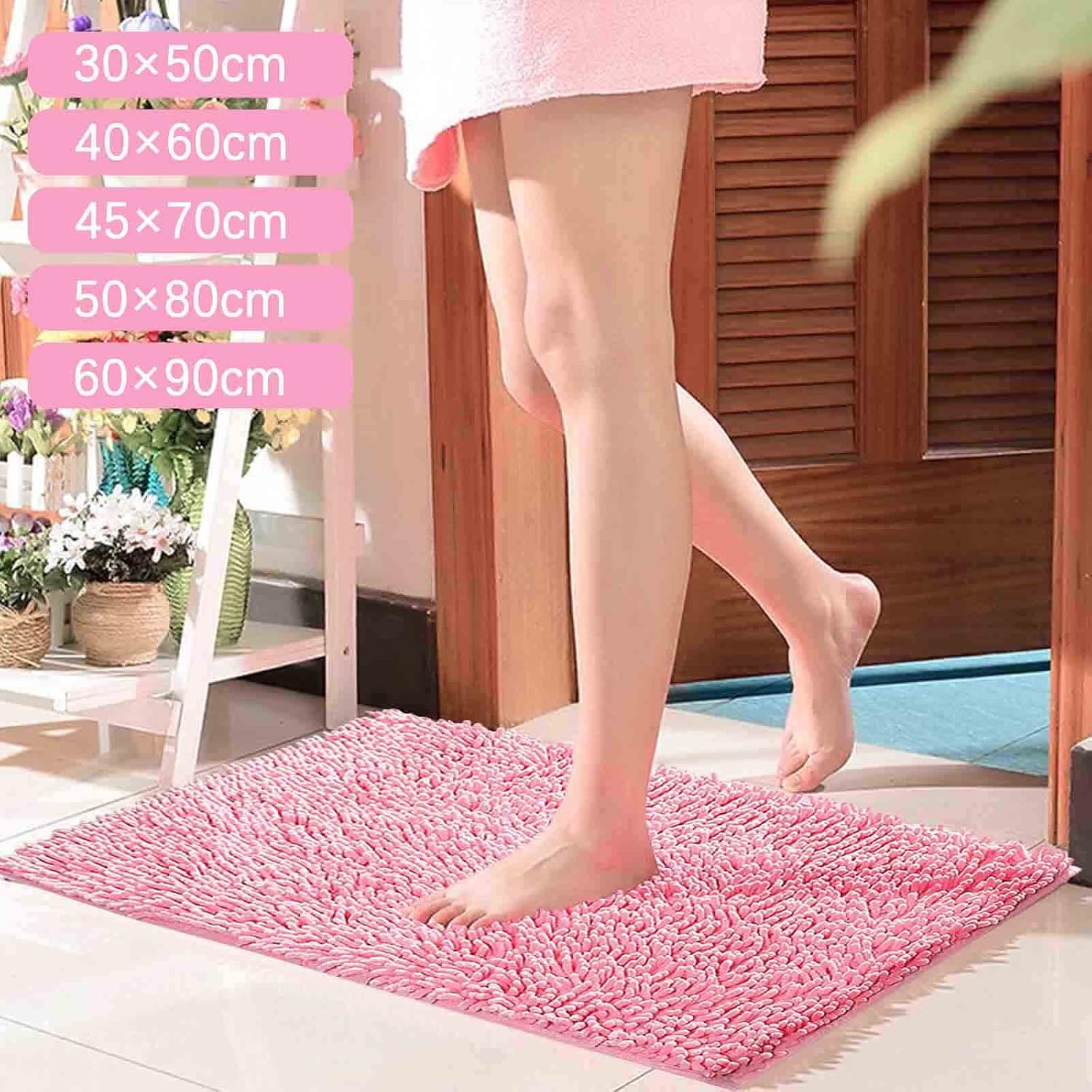Chenille Bath Rug 20x32 Inch Soft Absorbent Shaggy Mat